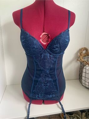La SENZA Navy Blue Lace Bustier with Strappy Detail